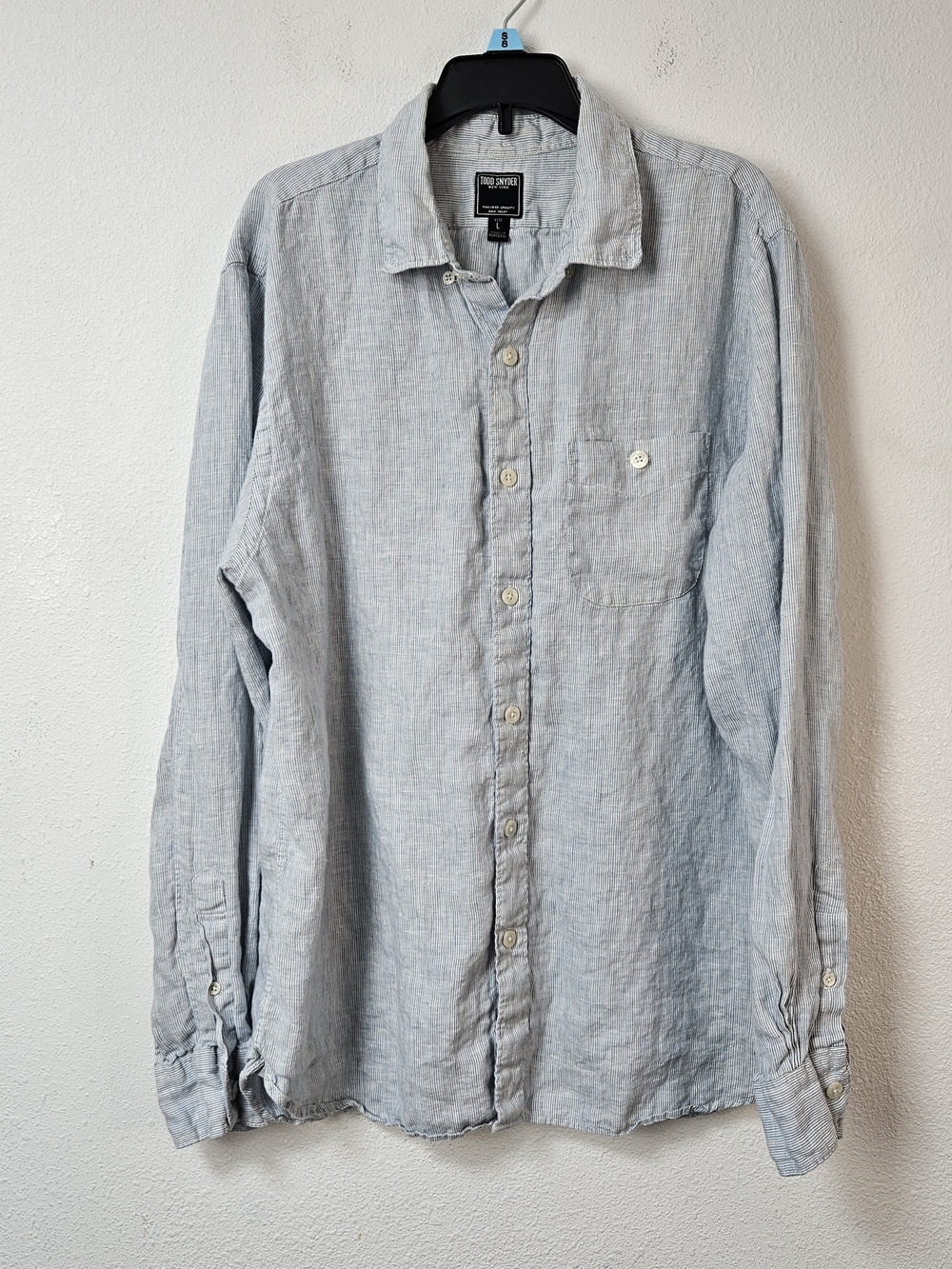 Todd Snyder Light Blue Linen Long-Sleeve Shirt Size Large